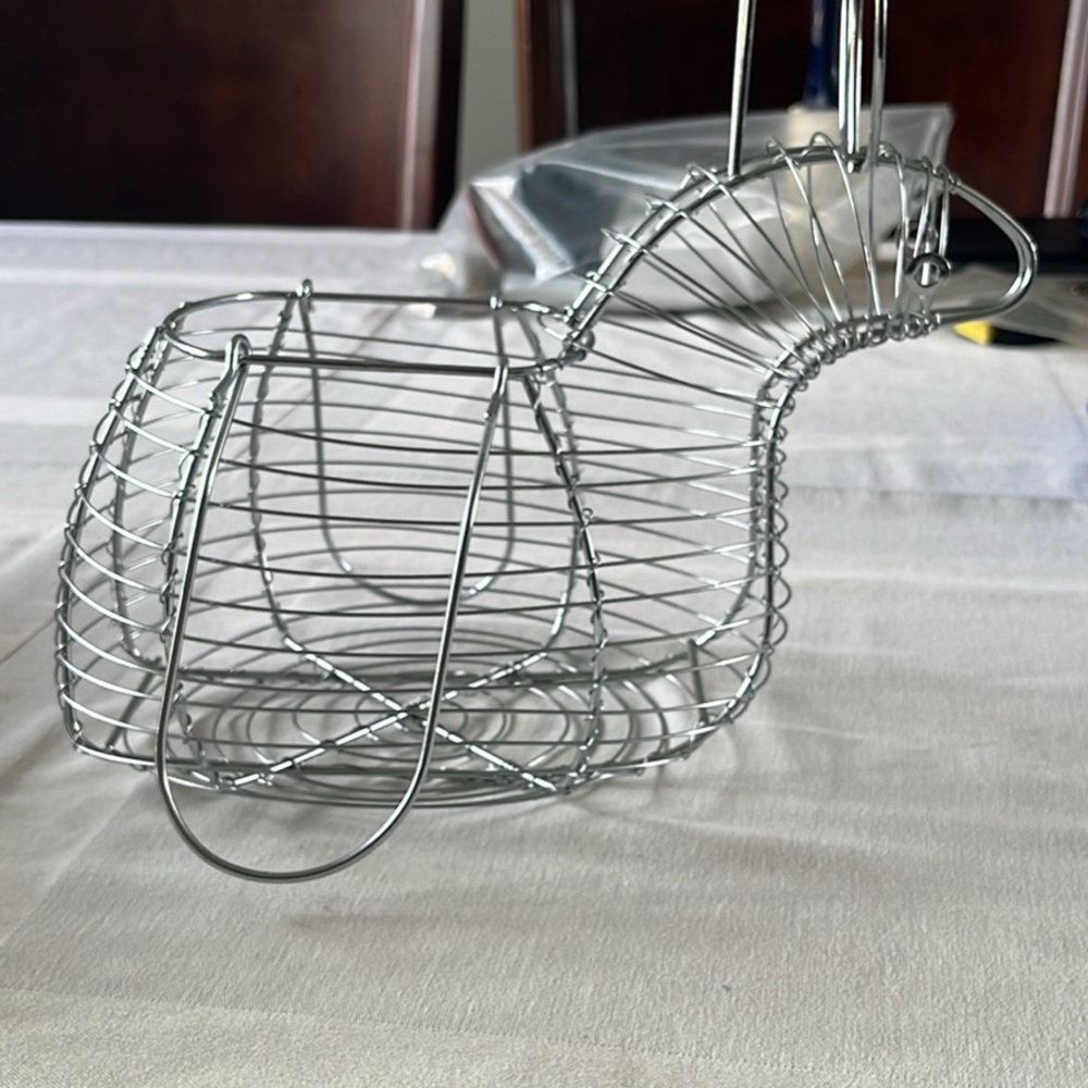 Vintage Silver Wire Rabbit Egg Basket